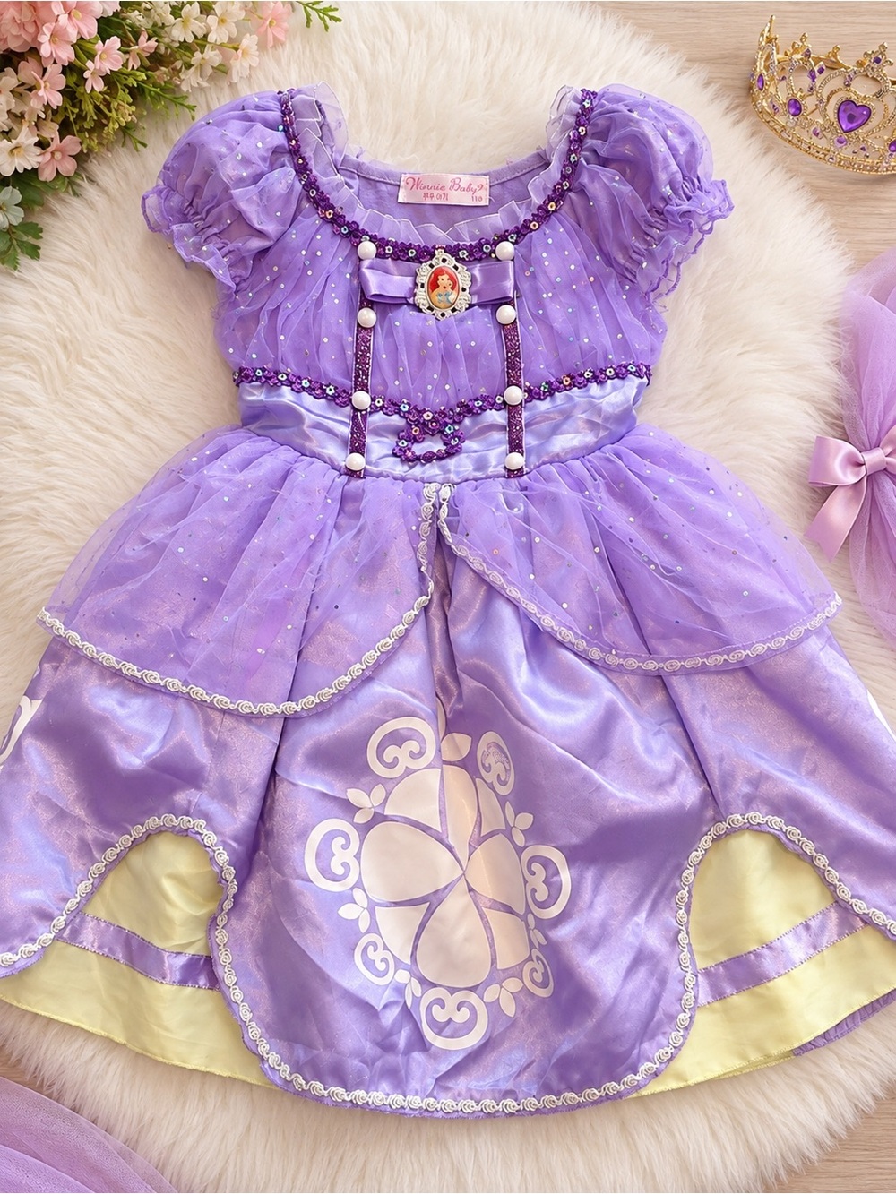 Bonnie Baby Lavender and Pale Yellow Princess Dress-Up Gown